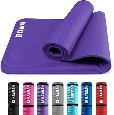 KAYMAN Exercise Yoga Mat Non Slip Purple 183 x 60 cm 8mm Carry Straps