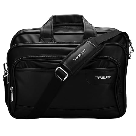 Travalate Premium Leatherette Everyday Office Laptop Bag 15.6, Adjustable Strap and 5 Compartments