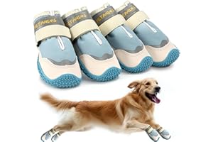 Petanims Dog Shoes for Large Dogs, Medium Dog Boots & Paw Protectors for Winter Snow, Waterproof Dog Booties for Hot Pavement, Hardwood Floors, for Rainy Blue Size 7