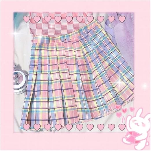 Falda a cuadros para mujer, linda falda plisada de color degradado para niñas, dulce verano moda Harajuku