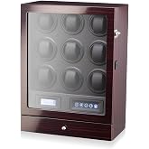 9 Watch Winder with LED Interior Light, LCD Display and 2 Watch Storage Space