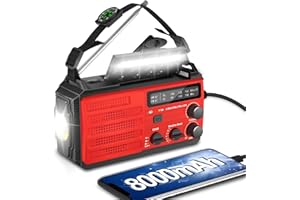 TREKKINGLAMB 8000mAh Emergency Weather Radio, AM FM NOAA Weather Alert Radio Battery Powered, Portable Solar Hand Crank Radio Flashlight Cell Phone Charger, Compass for Camping Outdoor Emergency, SOS Alarm