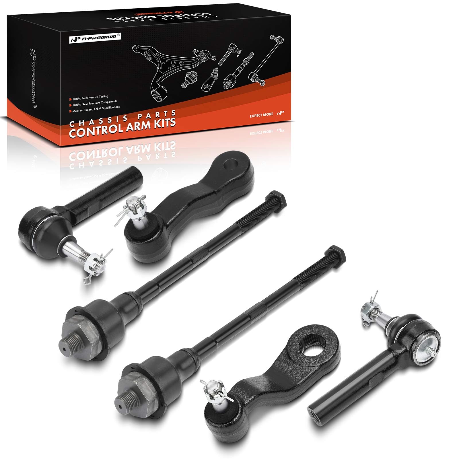 Photo 1 of A-Premium Set of 6, Front Inner Outer Tie Rod End, Idler Arm, Pitman Arm Compatible with Chevy & GMC & Cadillac - 1999-2007 - Silverado, Tahoe, Suburban, Avalanche, Sierra, Yukon, Escalade ESV EXT