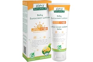 Aleva Naturals Baby Sunscreen Lotion SPF 45+, Fragrance-Free, Natural Organic Ingredients, For Babies and Toddlers, Sensitive