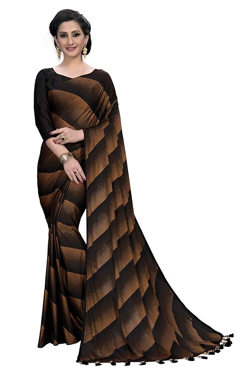 Women's Imported Silk Fancy Saree (Black)