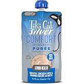 Tiki Cat Silver Wet Cat Food, Chicken &amp; Liver Pur&eacute;e, 6 oz Spout Pouch (6) | Wet Cat Food for Senior Cats, Spout Pouch, Easy to Eat, Immune System Support, Chicken, Chicken Liver, High Protein Moisture
