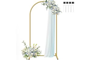 HEMMOTOP 7.2FT Metal Arch Backdrop Stand, Wedding Arch Backdrop for Wedding Ceremony, Birthday Party, Baby Shower, Graduation