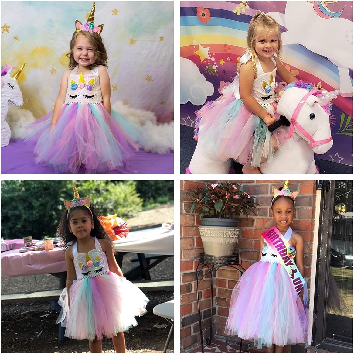 Tutu Dreams Sequin Unicorn Dress for Girls 1-10Y with Headband Birthday Easter Tea Party Gifts Spring Dance Dresses: Clothing