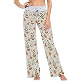 senya Womens Pajama Pants Sloth Flower Pattern Sleep Pants Lounge Bottoms