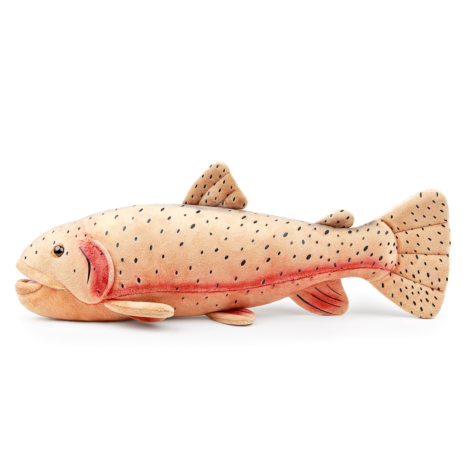 RLOMUTE Rainbow Trout Plush Toy Realistic Stuffed Animal Super Soft Fish Cute for Birthday Party Favors Companions Bedroom Car Home Decor Collectible Gift for kids Boys Girls 16.5 Inch brown — image 1