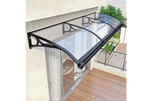 YUZES Window Awning with Aluminum Bracket,Outdoor Door Patio Canopy,Polycarbonate Cover Front,UV,Rain Snow Protection Hollow Sheet,Front Door Canopy (Color : Clear, Size : 120x200cm)