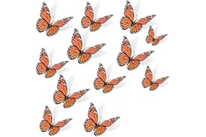 XUOHEAD 36 Pcs Monarch Butterfly Decoration，5 Size Artificial Fake Butterflies for Dia De Los Muertos Decorations，Day of The Dead Decorations，Ofrenda Decoration for Fall Autumn，Halloween，Party，Wall Decor