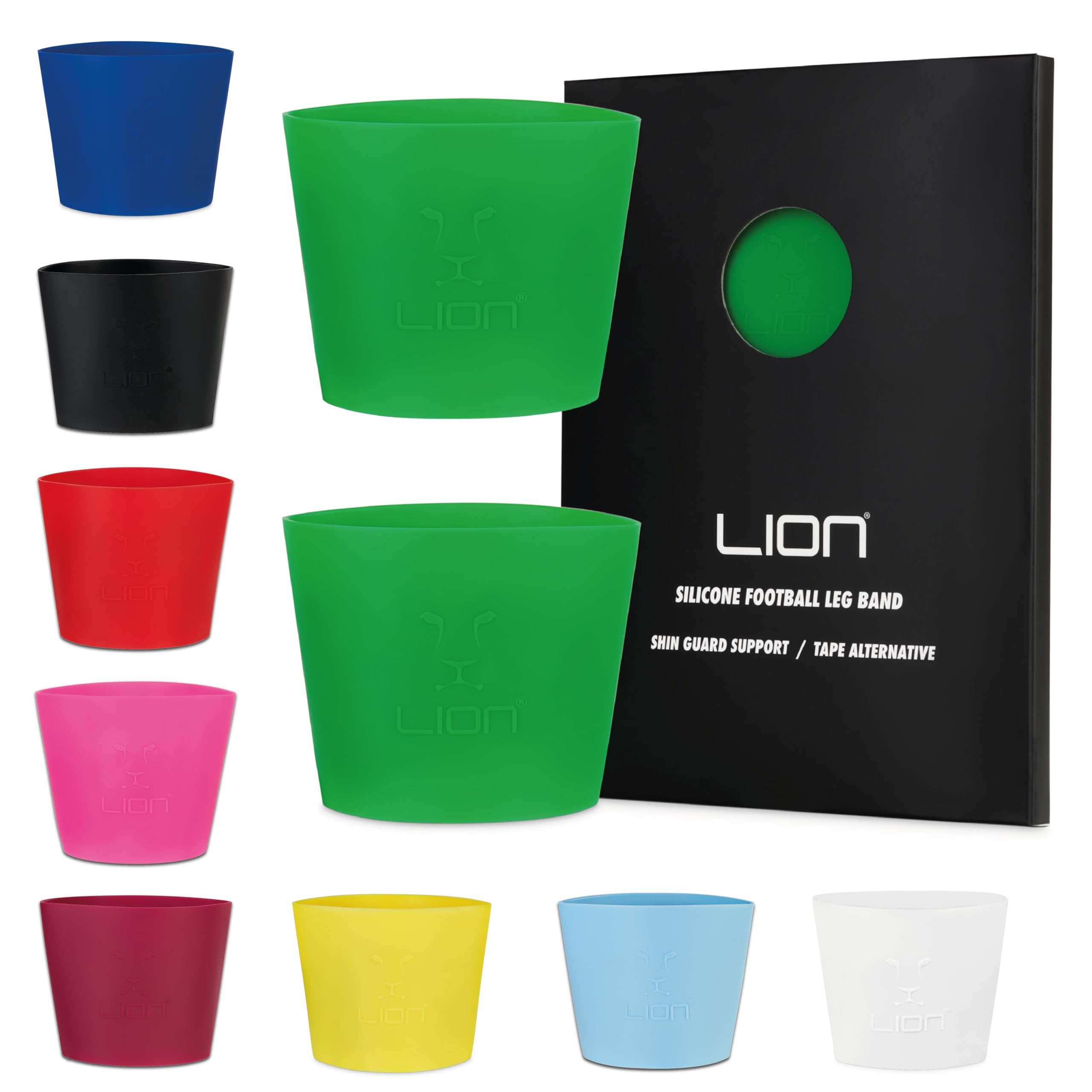 Silicone Football Leg Bands For Adults & Kids - The Tape Alternative To Hold Shin Pads In Place To Match Your Kit (Green)