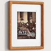 9x12 Picture Frames Natural Teak,Original Wood Hand Make Crafted Diploma Frame with Mat to 6x8 Graduation Picture Display,Family Picture,Wedding Picture,Photo,Certificate Tabletop & Wall Decoration