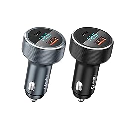 USB C Car Charger Adapter, Aluminum Shell and LED