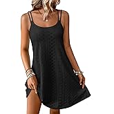 ANRABESS Womens Cover Up 2026 Beach Vacation Tank Dress Eyelet Spaghetti Strap Bathing Suit Summer Swimsuits Mini Sundress