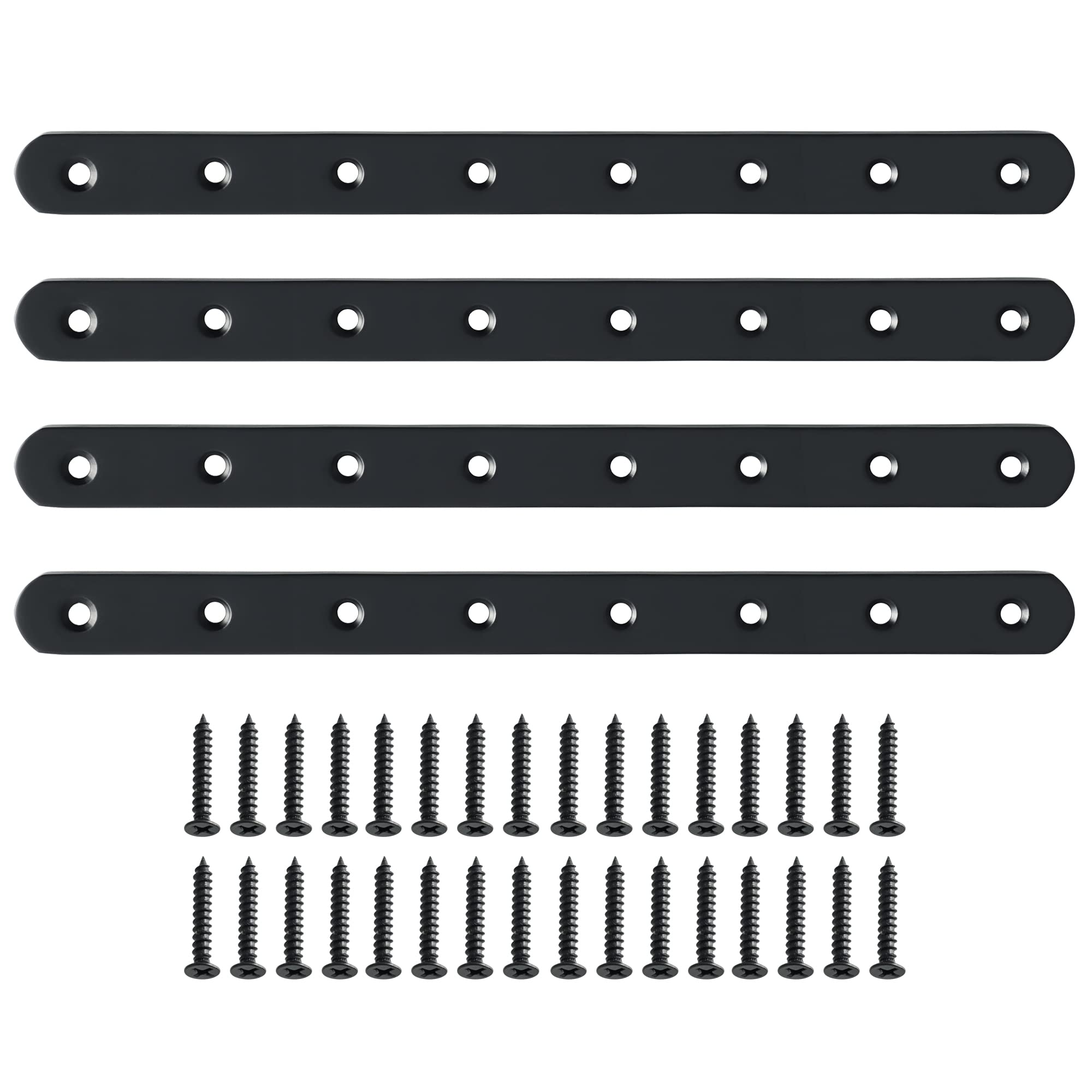 Sayayo Metal Brackets for Wood Mending Joining Plates Flat Straight Brace Sleeper Brackets, 4MM Thickened Stainless Steel Matte Black, 4PCS, (300 X 25MM) — image 1