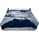 Lavish Home Wolf Blanket - 74x91-inch Printed Winter Wolf Blanket - Plush Thick 7.5lb Faux Mink Queen Throw for Couch, Sofa, or Bed