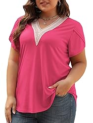 Plus Size Hot Pink Top Oversized Short Sleeve