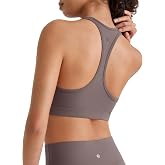 G4Free BareFeel Non Padded Racerback Sports Bra for Women Double Lined - Scoop Neck Tank Tops Casual Yoga Light Workout