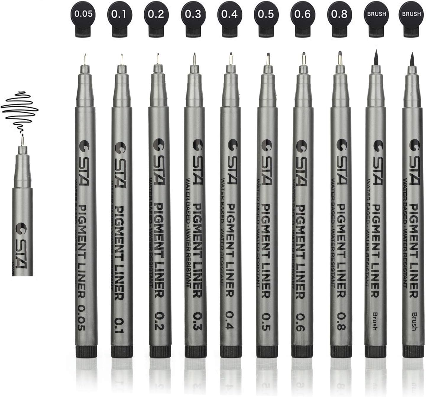 Leedemore Letmall Black Micro Fineliner, Waterproof Archival Ink Line Pens, Sketching, Drafting, Artist Illustration, Technical Drawing,Scrapbooking, 10PCS