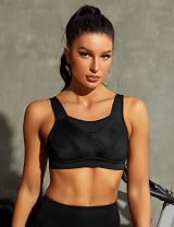 WingsLove Women’s High Impact Sports Bra Full Coverage Wirefree Black view 2