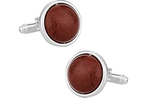 Cuff-Daddy Domed Jasper Cufflinks with Sterling Silver Plate with Presentation Box