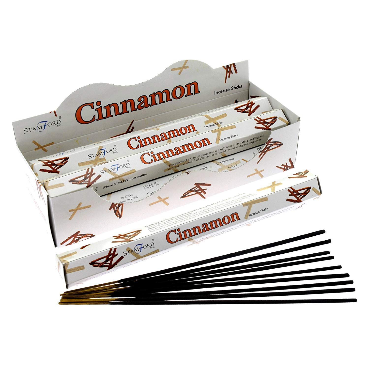STAMFORD INC. 37122 Cinnamon Incense Sticks, 20 Sticks x 6 Packs