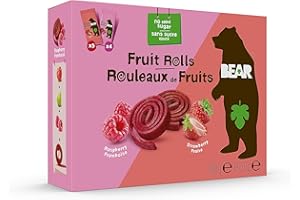 BEAR Fruit Rolls Variety Pack - Strawberry & Raspberry - Real Fruit Snacks for Kids - 100% Natural Ingredients - No Added Sug