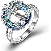 TOUPOP Tree of Life Ring 925 Sterling Silver Family Tree Rings Crystal Jewelry Birthday Christmas Gifts for Women