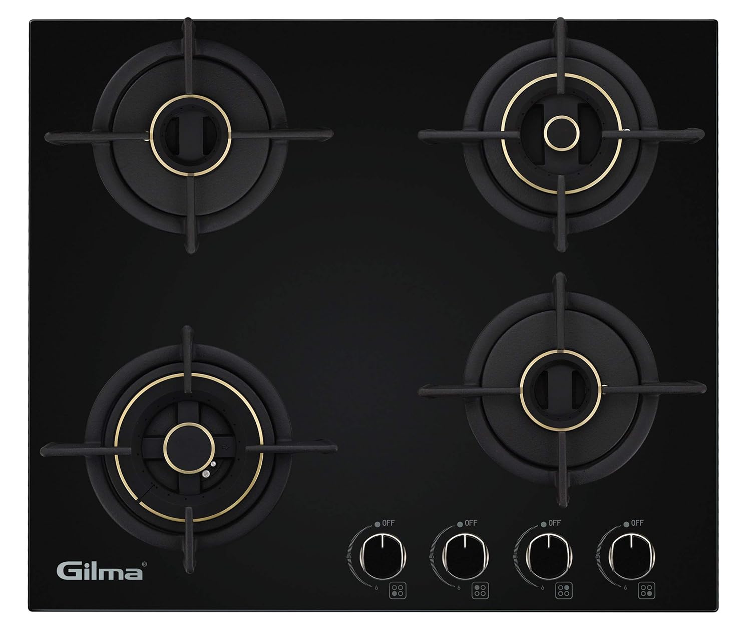 Buy Gilma Ebony Glass Top/Gas Hob with 4 Burner and Auto Ignition