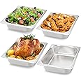 NDSWKR 4 Pack Half Size Hotel Pans, 1/2 Size 2.6 Inch Deep Stainless Steel Steam Table Pan, Anti-Jam Food Pan Chafing Pan for Home, Hotel, Party Catering Supplies