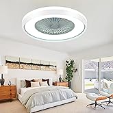 HUMHOLD 24" Bladeless Ceiling Fan with Light Remote, Smart LED Ceiling Fans with App Control, Modern Low Profile Dimmable Lig