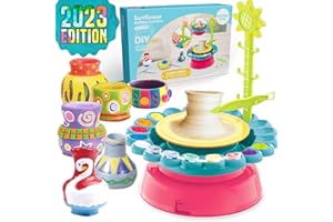 Innofans Sunflower Pottery Wheel for Kids - Kids' Pottery Wheel Kit with Sculpting Clay, Air Dry Natural Clay, Craft tools, Arts & Crafts, Craft Kits for Kids Age 6-8, Crafts for Girls Ages 8-12