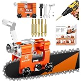 OMCCHK Universal Hand Crank Chainsaw Sharpener Jig Kit, Portable Manual Chainsaw Blade Sharpening Tool with 5 Diamond Sharpening Bits, Fits 4"-22" Chainsaws