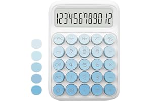 UPIHO Standard Gradient Blue Calculator - 12 Digit Display and Big Buttons, Cute Office and School Accessory