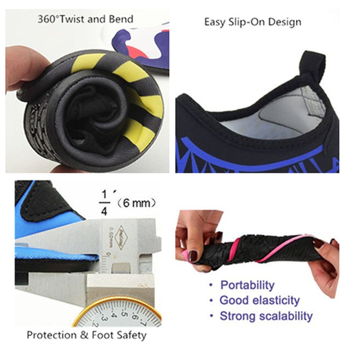 Water Shoes Mens Womens Barefoot Beach Swimming Lightweight Quick dry Aqua Socks Anti-skid Slip-on Pool Shoes for Exercise Yoga