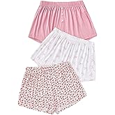 Milumia Women's 3 Pack Pajama Shorts Printed Elastic Waist Sleep Bottoms Sleepwear