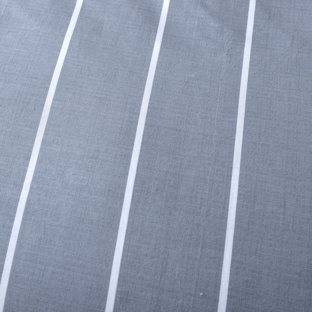 KEAYOO Bettwäsche 135x200 cm Baumwolle für Winter bis Sommer Grau Gestreift mit Reißverschluss 2 teilig 9