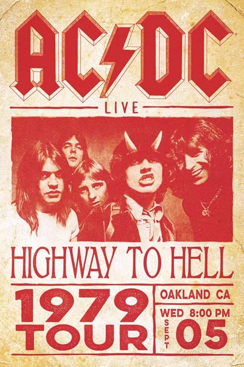 Amazon Com Acdc Highway To Hell 1979 Tour Poster Cool Wall Decor Art Print Poster 24x36 Posters Prints