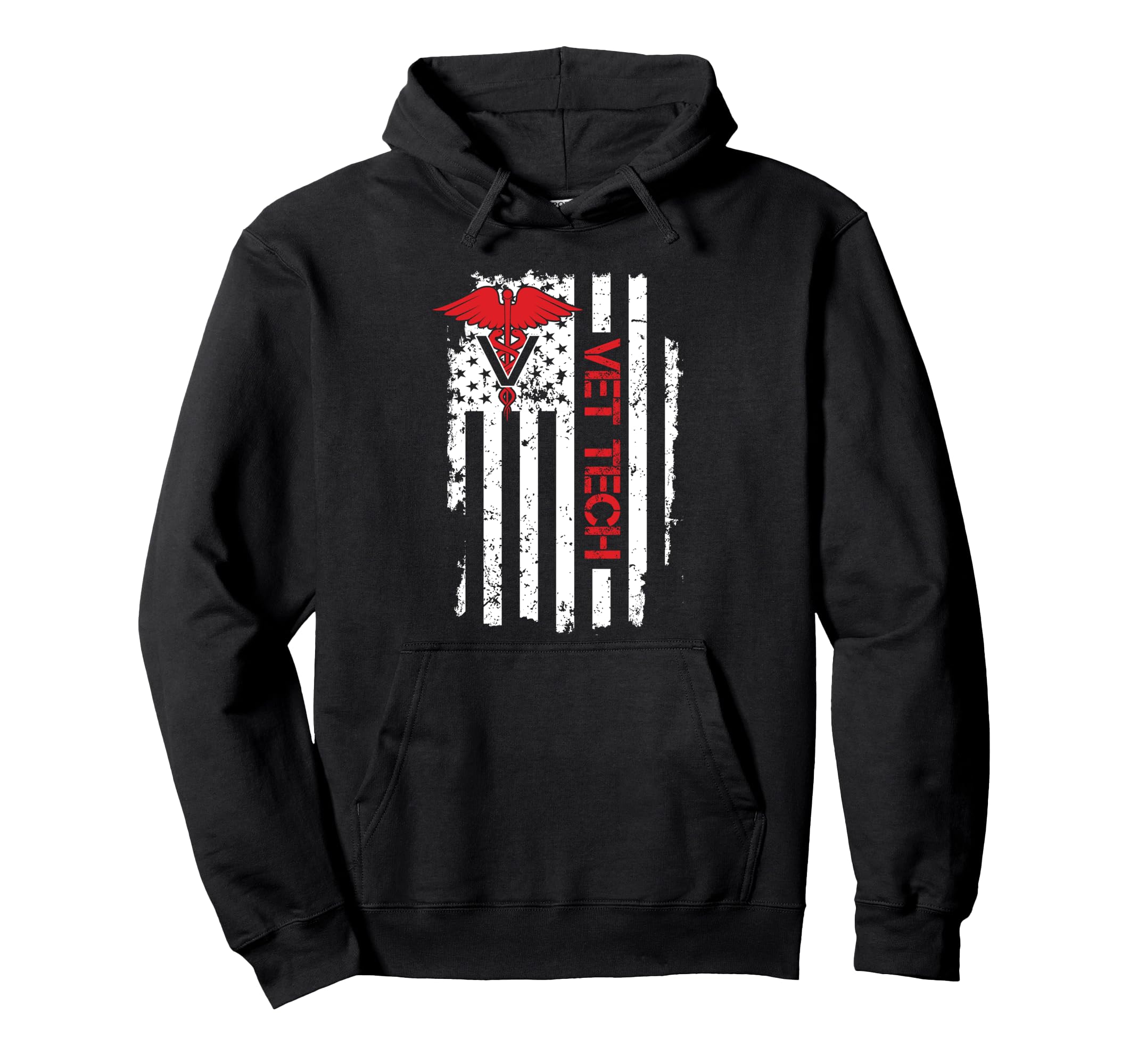 United States Flag USA American Vet Tech Veterinarian Pullover Hoodie