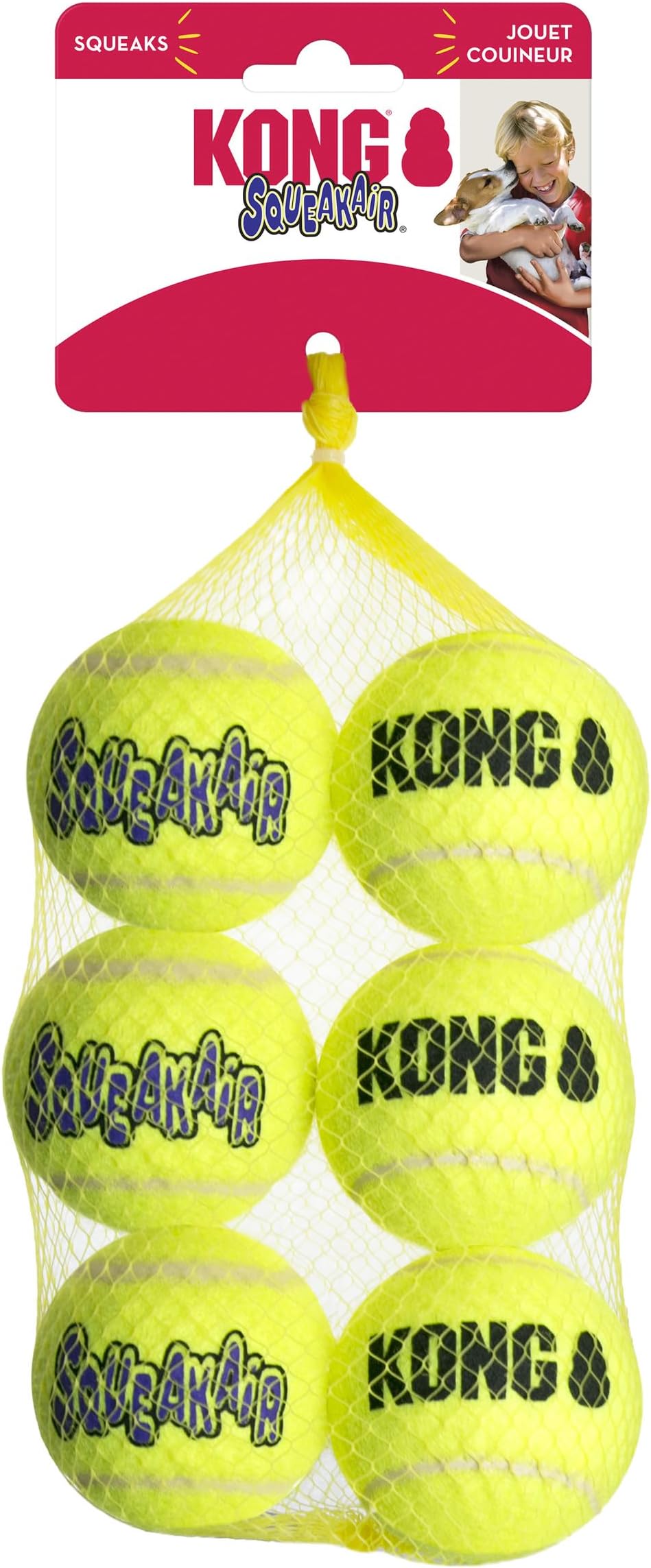 KONG Air SqueakAir Tennis Ball Dog Toy Medium 6 Pack
