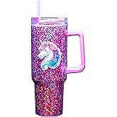 Spoontiques Unicorn 40oz Acrylic Travel Mug - Double Wall Acrylic with Sliding Lock Travel Lid and Straw - 11" Tall