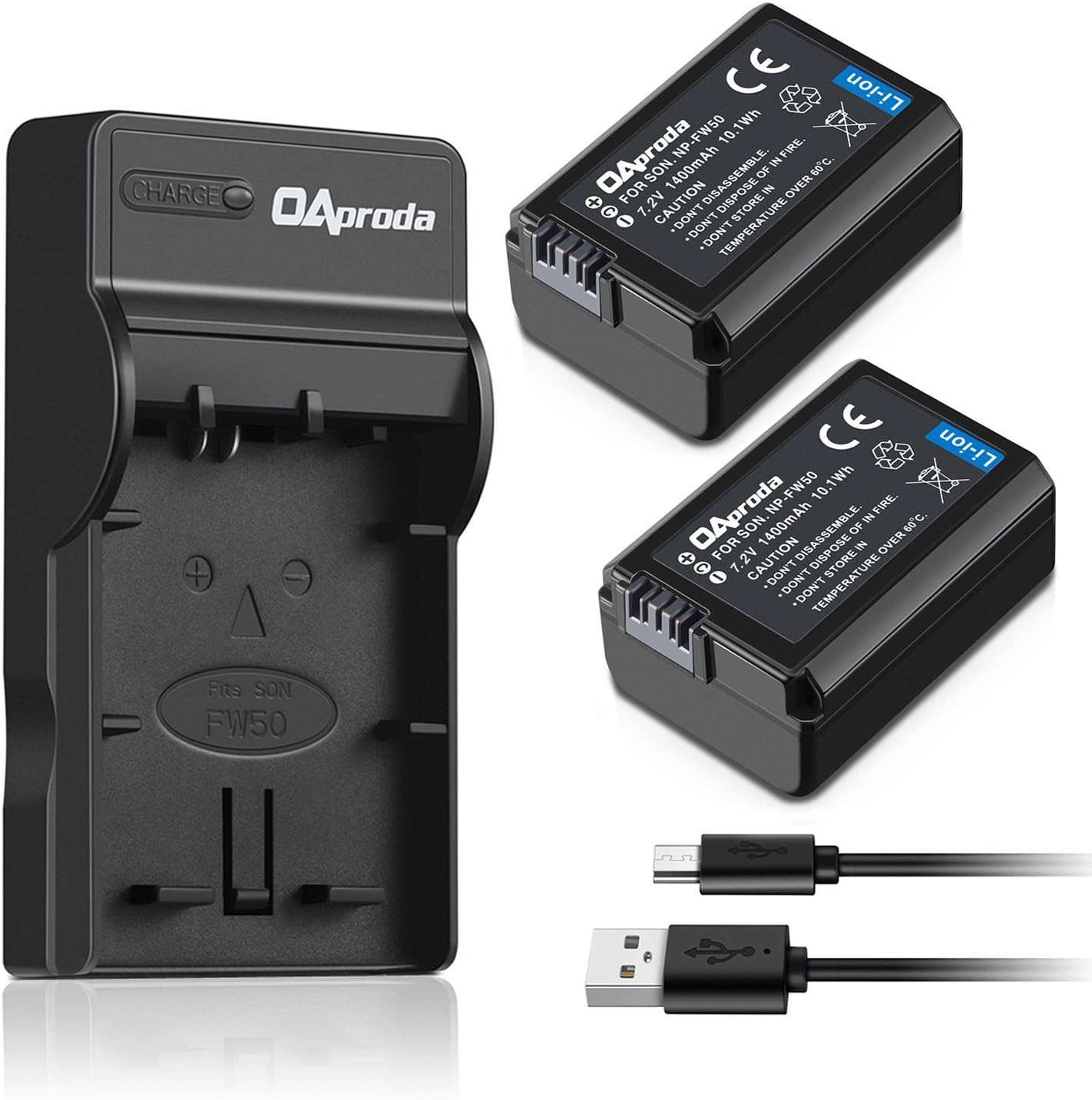 OAproda BLS-5 Batteries (2 Pack) and LCD USB Charger for Olympus BLS-5, BLS-50, PS-BLS5 and Olympus OM-D E-M10 III, E-M10 II, E-M10, PEN E-PL9, E-PL8, E-PL2, E-PL3, E-PL6, E-P3, E-PM1, E-PM2, Stylus 1