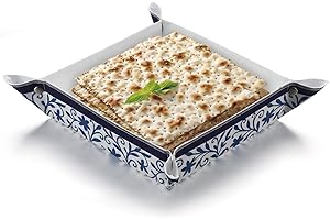 Mindsoft Passover Matzah Tray Square Seder Matzo Plate Folding Basket for Matzah Holder for Passover Bread Box for Seder Tabl