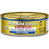StarKist Selects No Salt Added Chunk White Albacore Tuna in Water - 4.5 oz Can (Pack of 12)