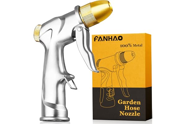 FANHAO Garden Hose Nozzle Sprayer, 100% Heavy Duty Metal Handheld Water Nozzle High Pressure in 4 Spraying Modes for Hand Wat