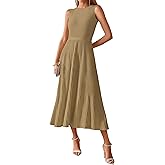 BTFBM Women Tank Midi Dress Summer Crewneck Sleeveless Pleated A Line Business Casual Formal Sweater Spring Dresses 2026