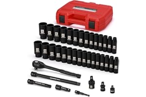 MIXPOWER 36-Piece 1/2-Inch Drive Deep Impact Socket Master Set with 10-inch Quick-Release Ratchet Handle & Accessories, Deep,