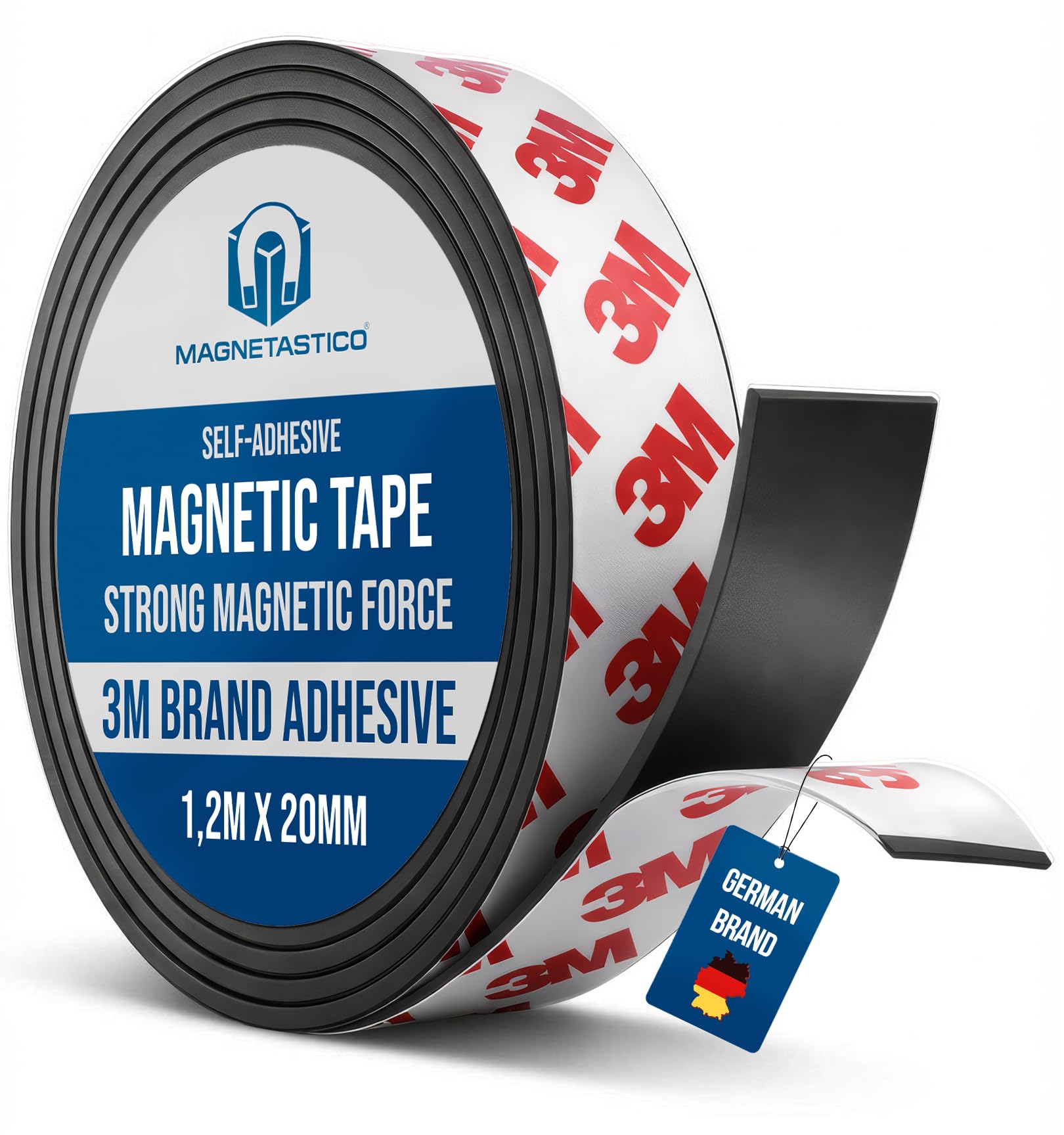 Magnetastico | Flexible Magnetic Strip 1.2 Metre Length| Magnetic Tape with Premium Self Adhesive | Magnetic Roll for Home, Office, Fridge, DIY Projects | Magnetic strips self adhesive, magnet strips
